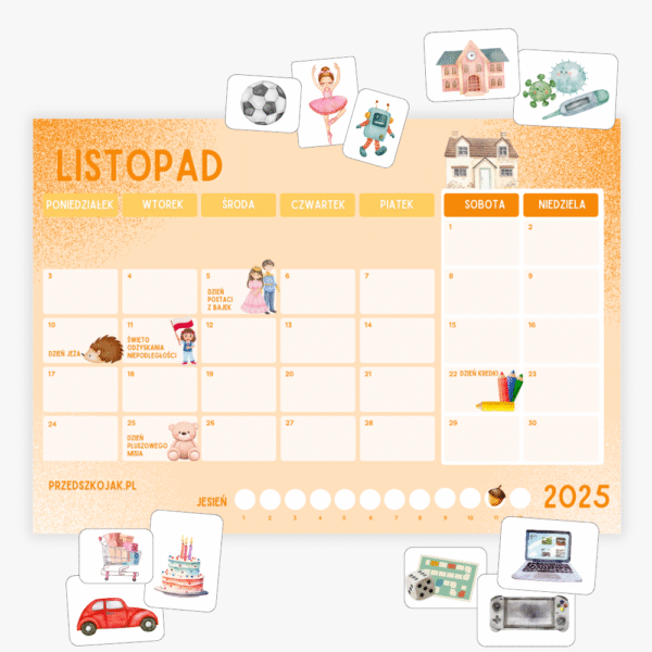 OBRAZKOWY KALENDARZ PRZEDSZKOLAKA | LISTOPAD 2025
